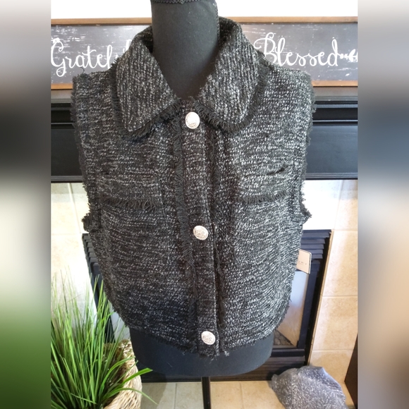 Laundry By Shelli Segal Charcoal Tweed Vest - Picture 2 of 10
